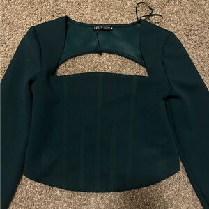Zara Deep Teal Long Sleeve Top